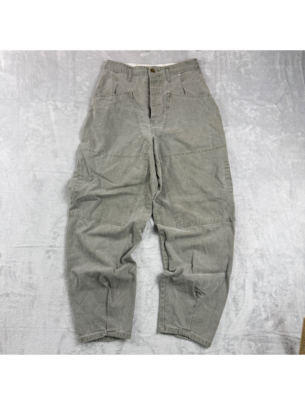 VintagewBugle Boy Womens 8 Olive Gray Carpenter Pants Baggy Utility Workwear Y2K